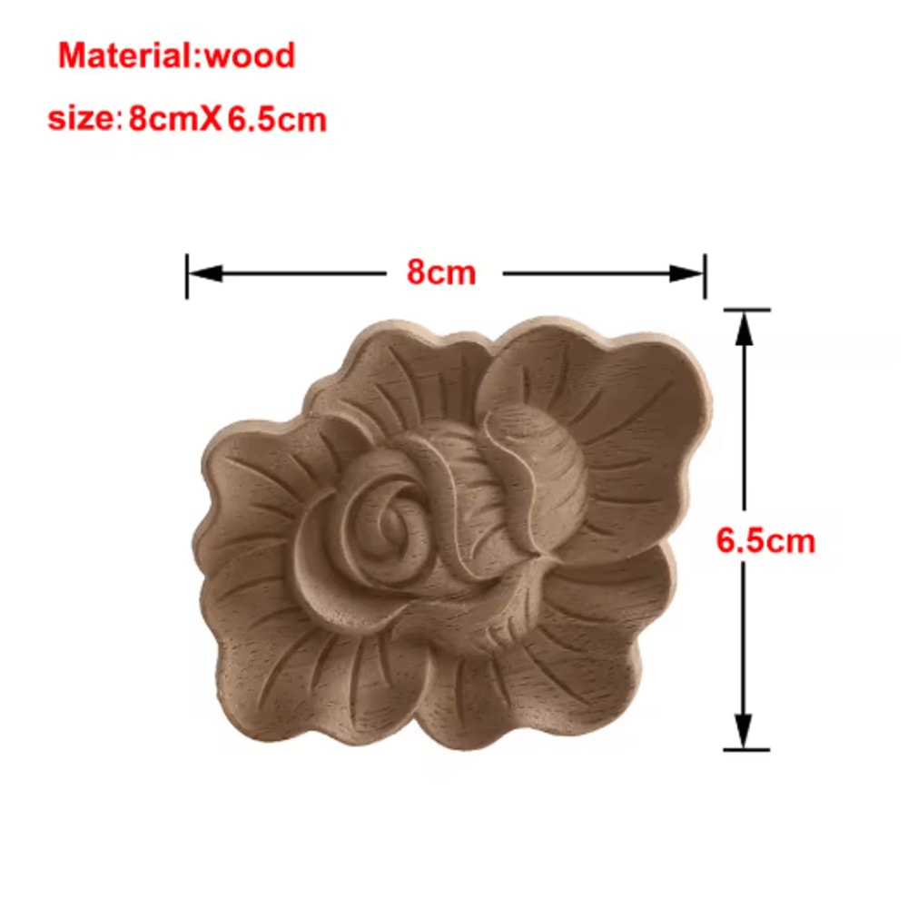 European Wooden Rose Applique Hand Carved Furniture Cabinet Decor Accent 10