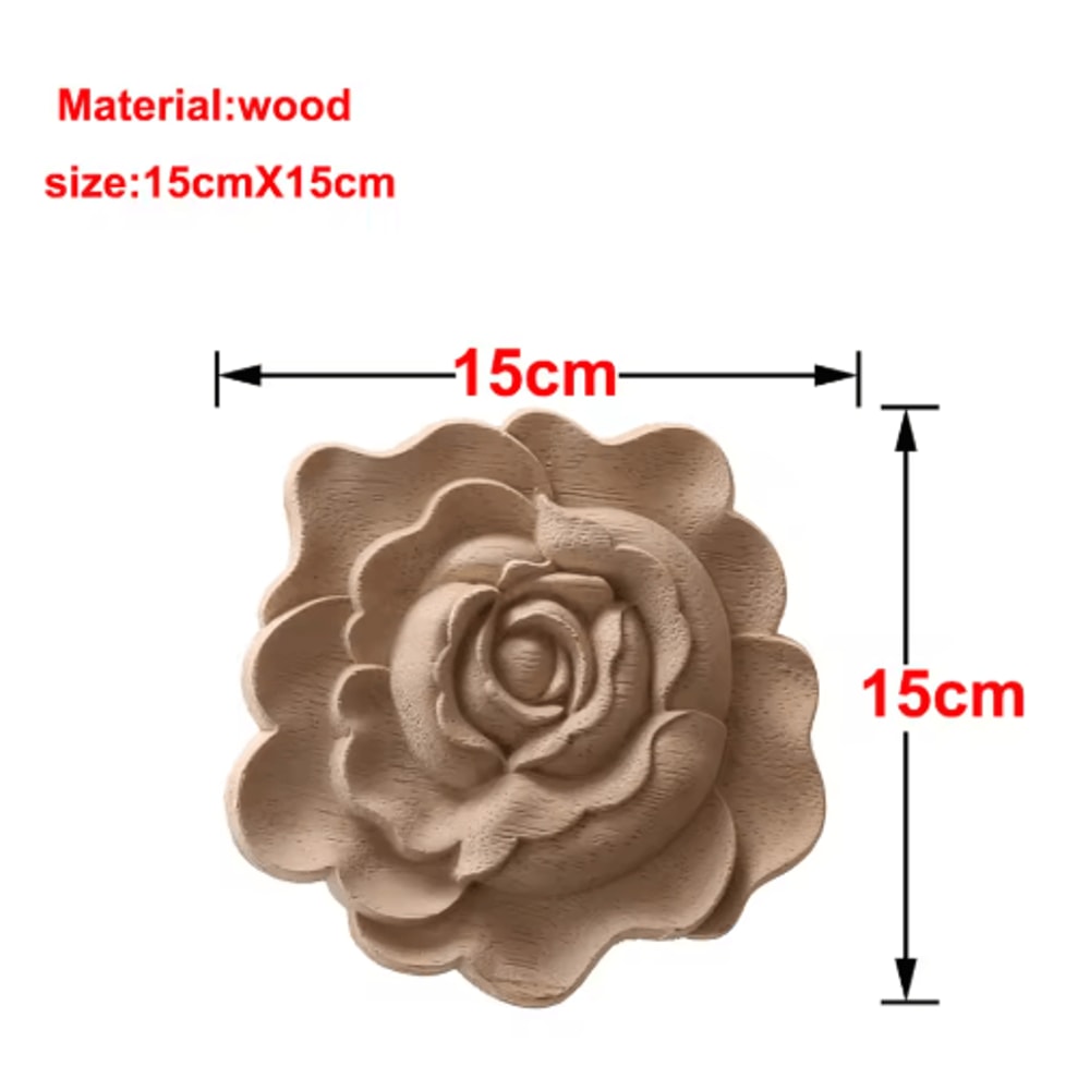 European Wooden Rose Applique Hand Carved Furniture Cabinet Decor Accent 11