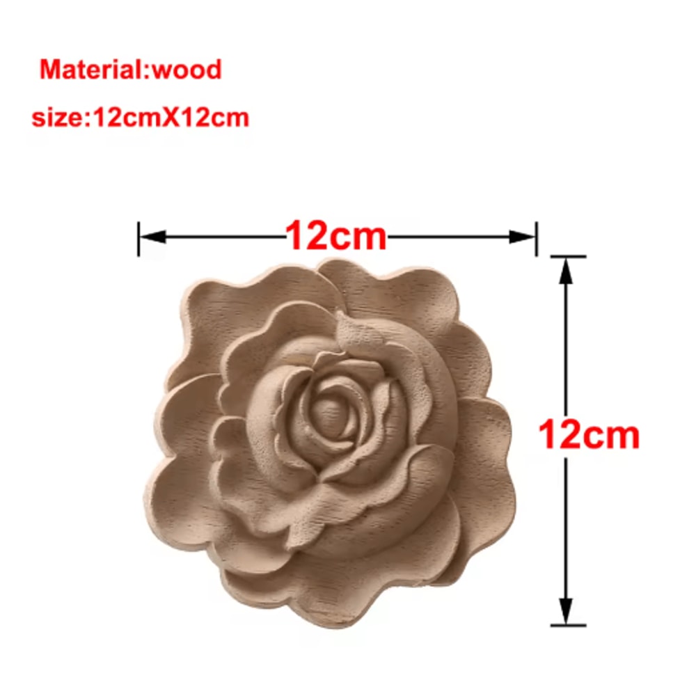 European Wooden Rose Applique Hand Carved Furniture Cabinet Decor Accent 12