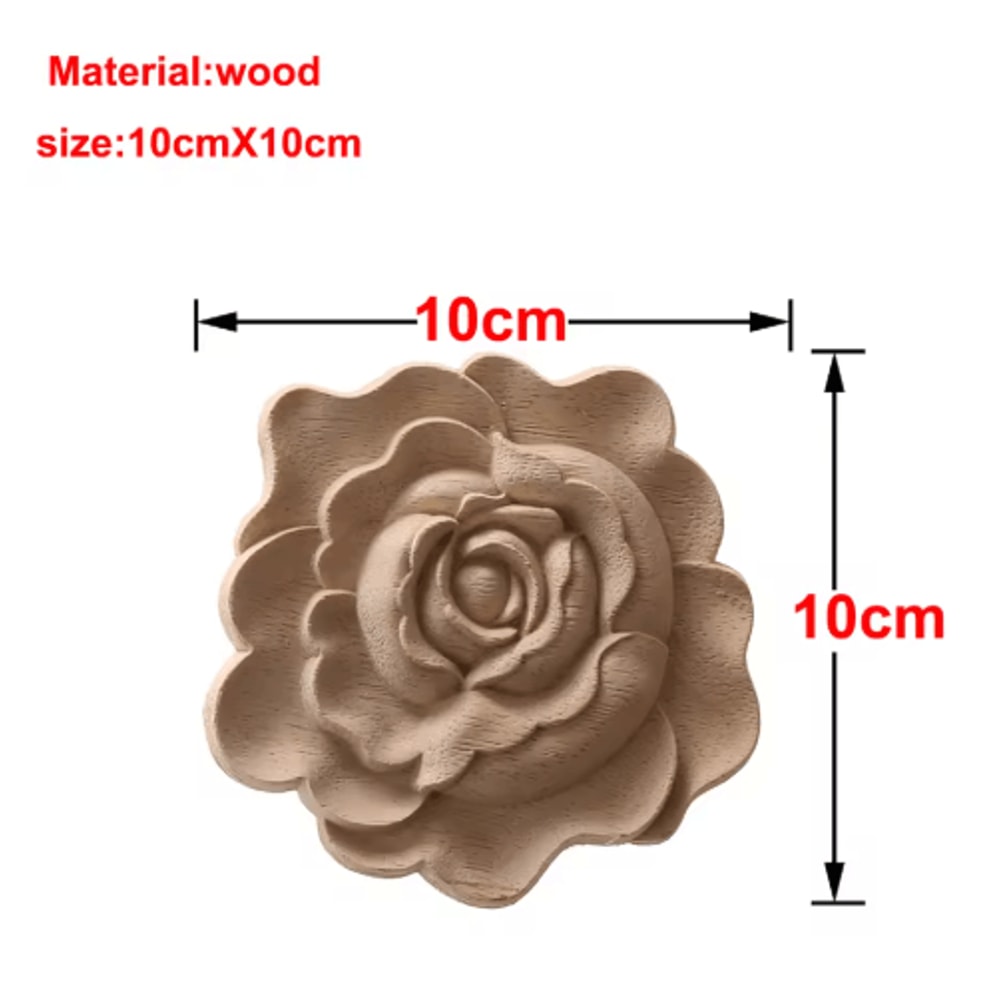 European Wooden Rose Applique Hand Carved Furniture Cabinet Decor Accent 13