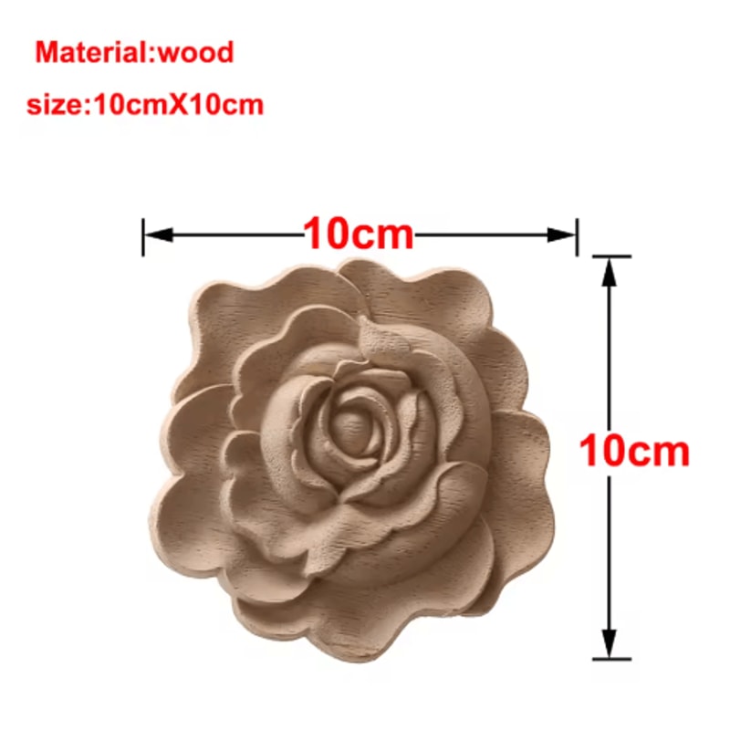European Wooden Rose Applique Hand Carved Furniture Cabinet Decor Accent 13