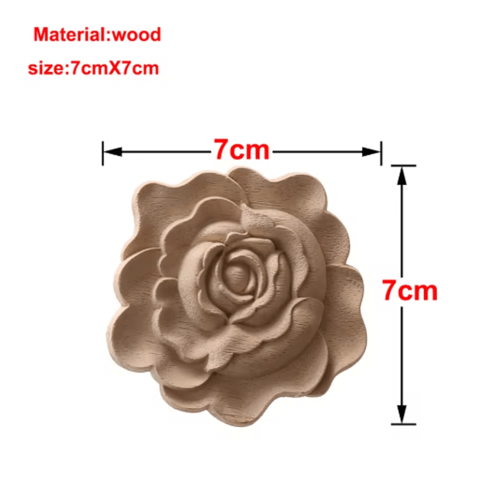 European Wooden Rose Applique Hand Carved Furniture Cabinet Decor Accent 14