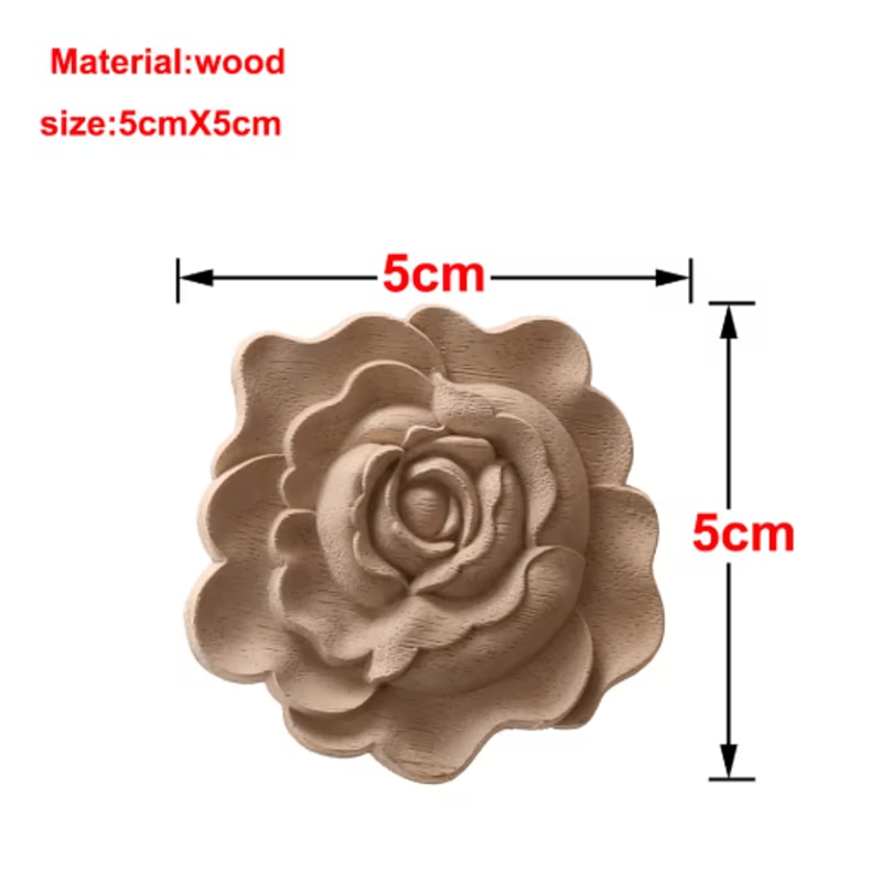 European Wooden Rose Applique Hand Carved Furniture Cabinet Decor Accent 15