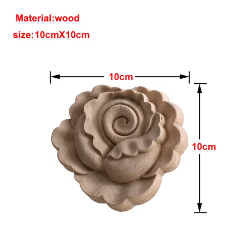 European Wooden Rose Applique Hand Carved Furniture Cabinet Decor Accent 16