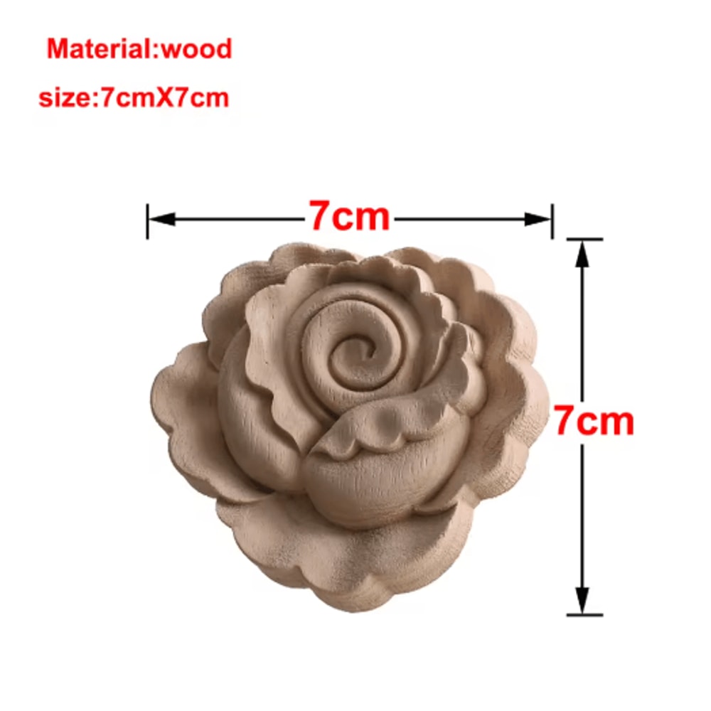 European Wooden Rose Applique Hand Carved Furniture Cabinet Decor Accent 17