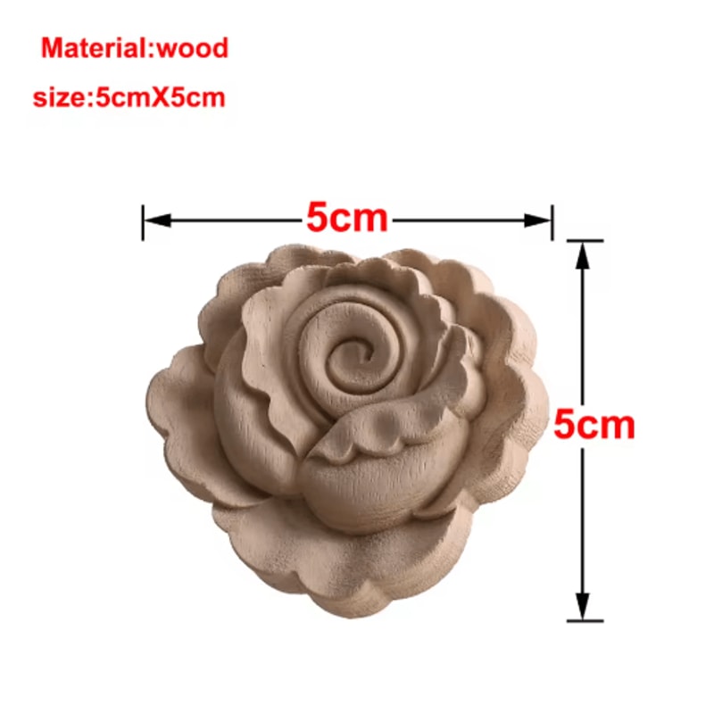 European Wooden Rose Applique Hand Carved Furniture Cabinet Decor Accent 18
