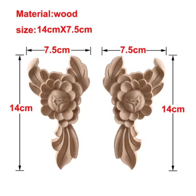 European Wooden Rose Applique Hand Carved Furniture Cabinet Decor Accent 19
