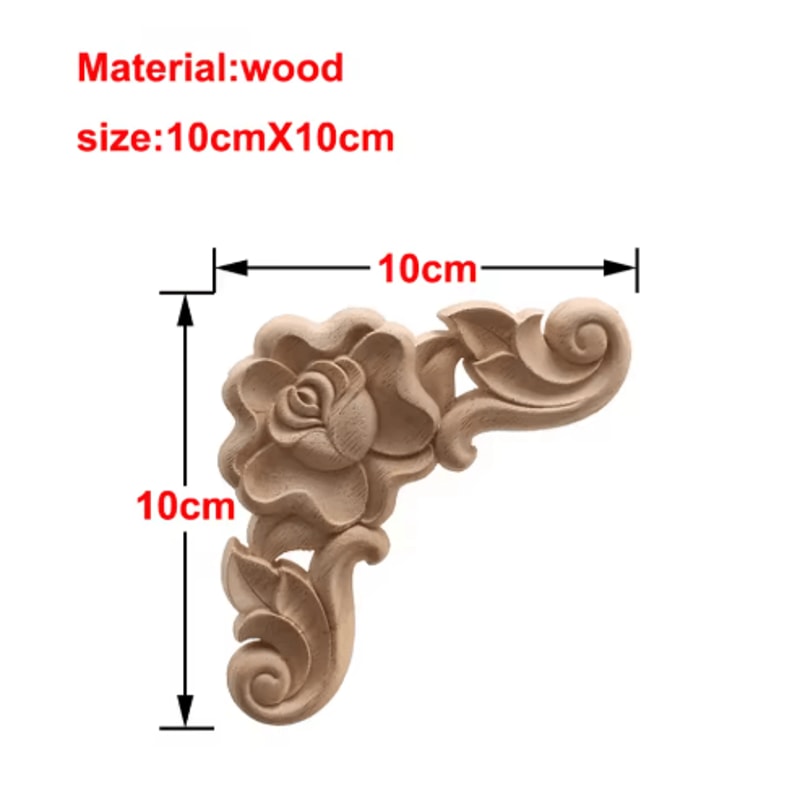 European Wooden Rose Applique Hand Carved Furniture Cabinet Decor Accent 2