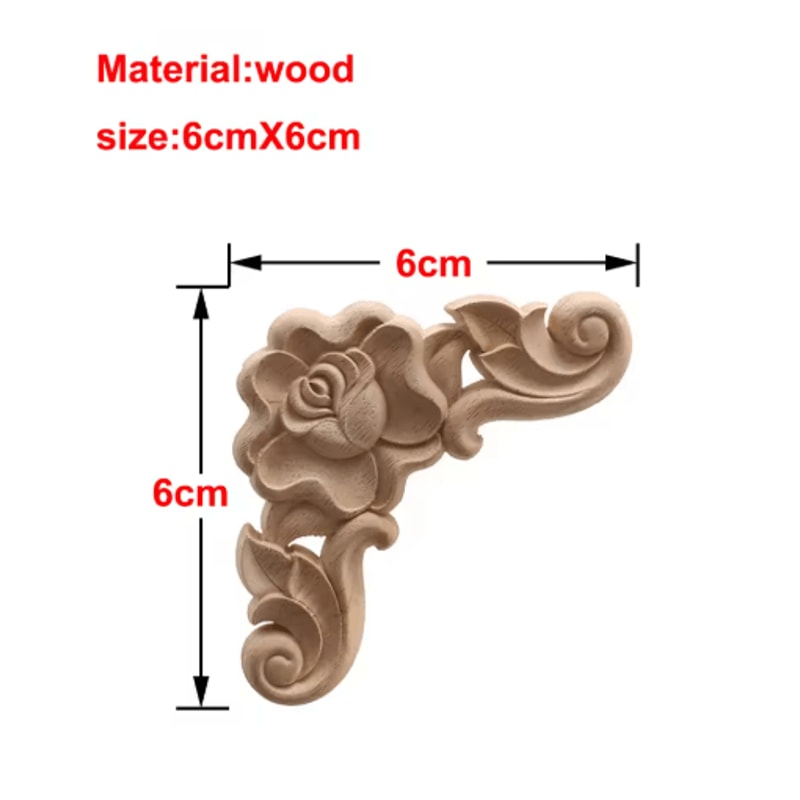 European Wooden Rose Applique Hand Carved Furniture Cabinet Decor Accent 4