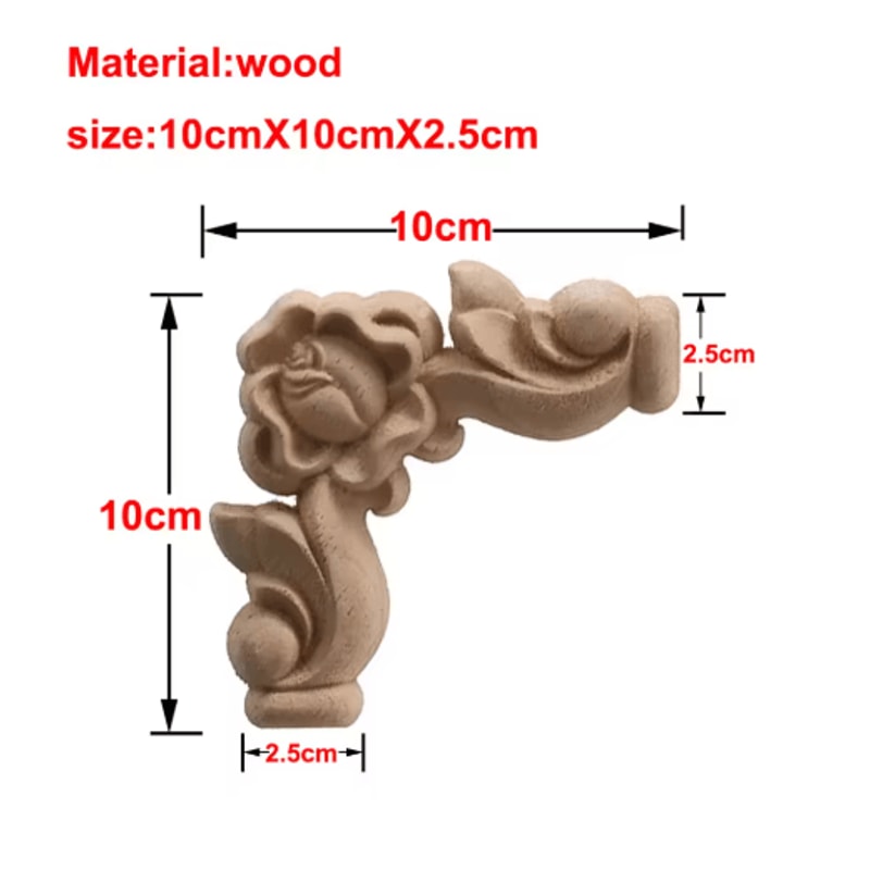 European Wooden Rose Applique Hand Carved Furniture Cabinet Decor Accent 5
