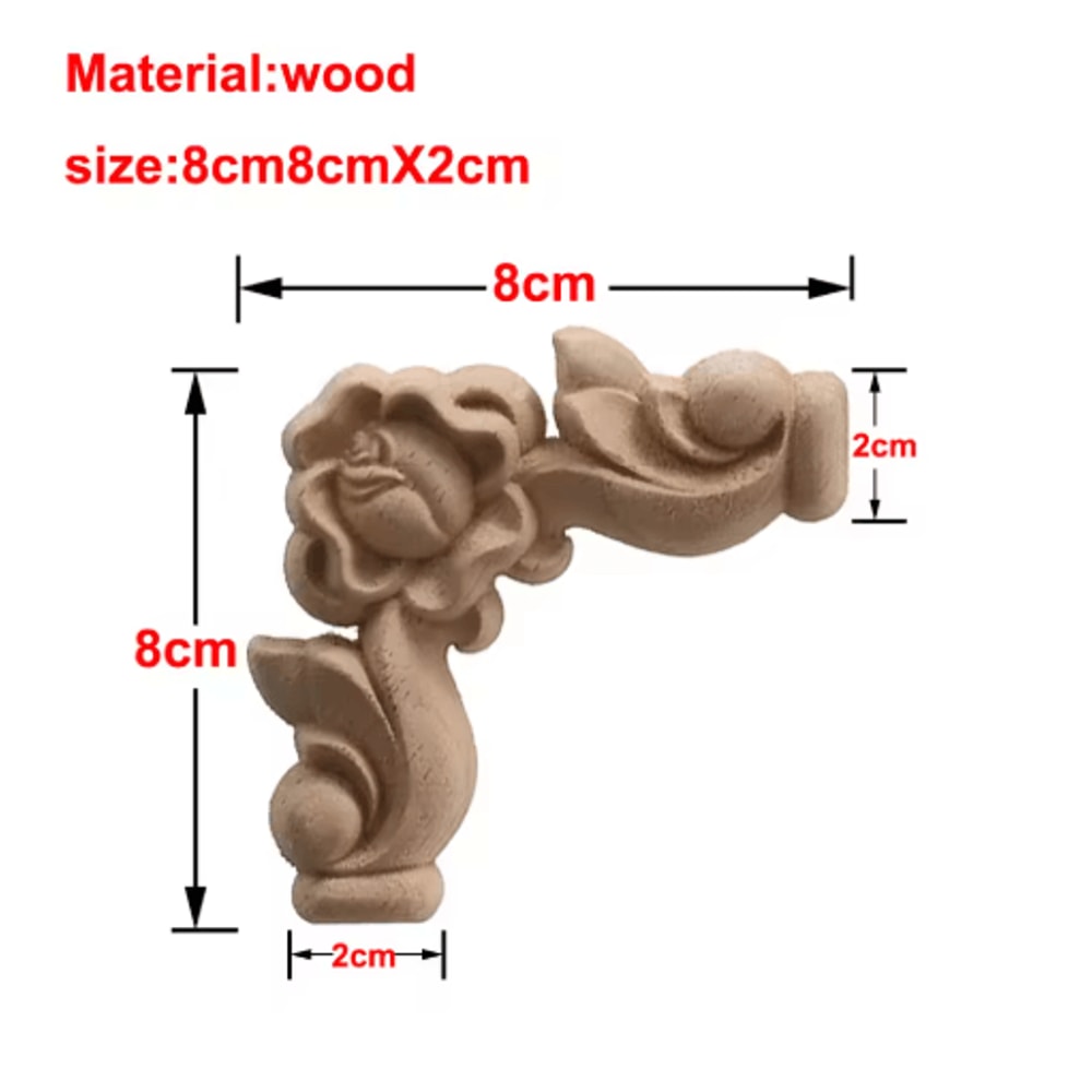 European Wooden Rose Applique Hand Carved Furniture Cabinet Decor Accent 6