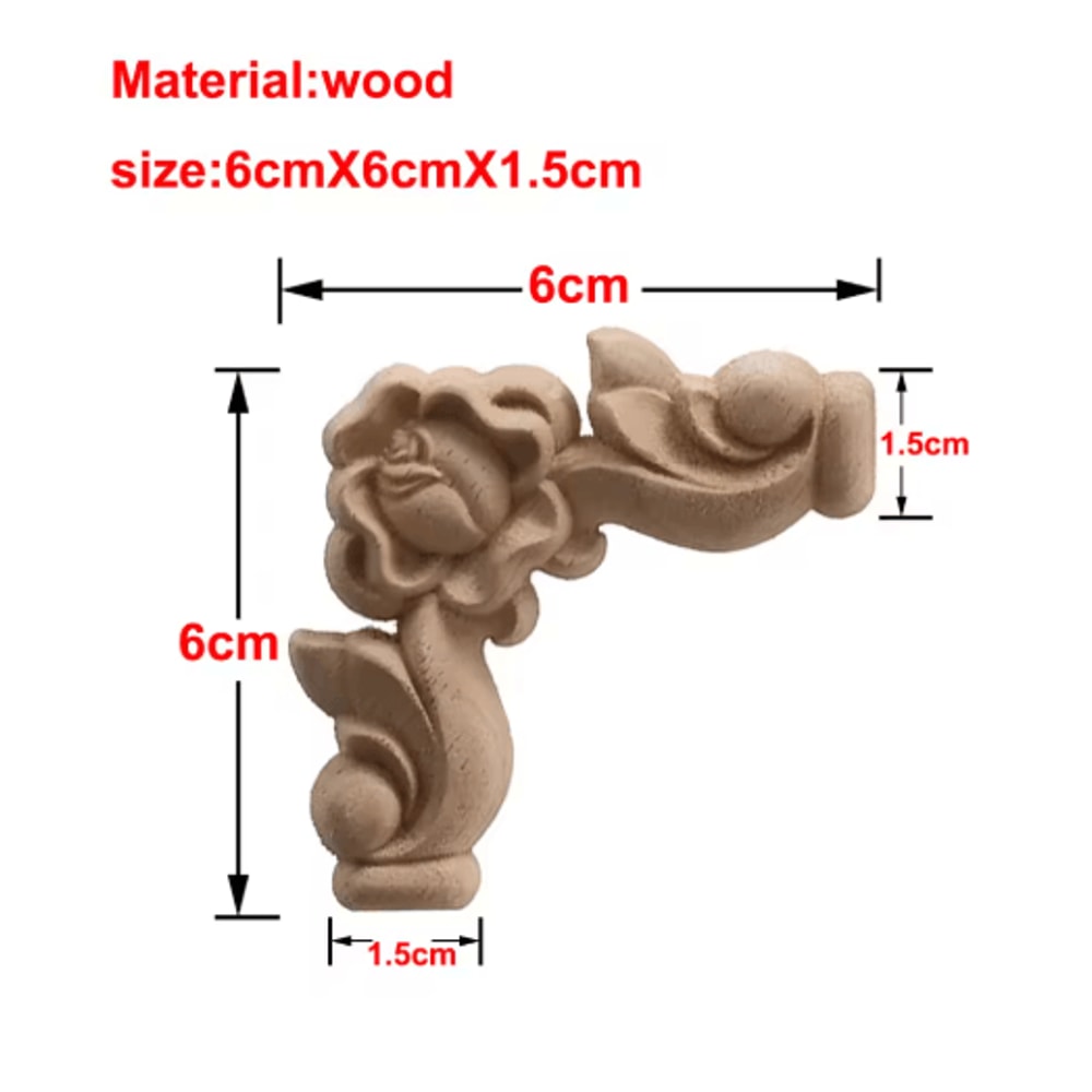 European Wooden Rose Applique Hand Carved Furniture Cabinet Decor Accent 7