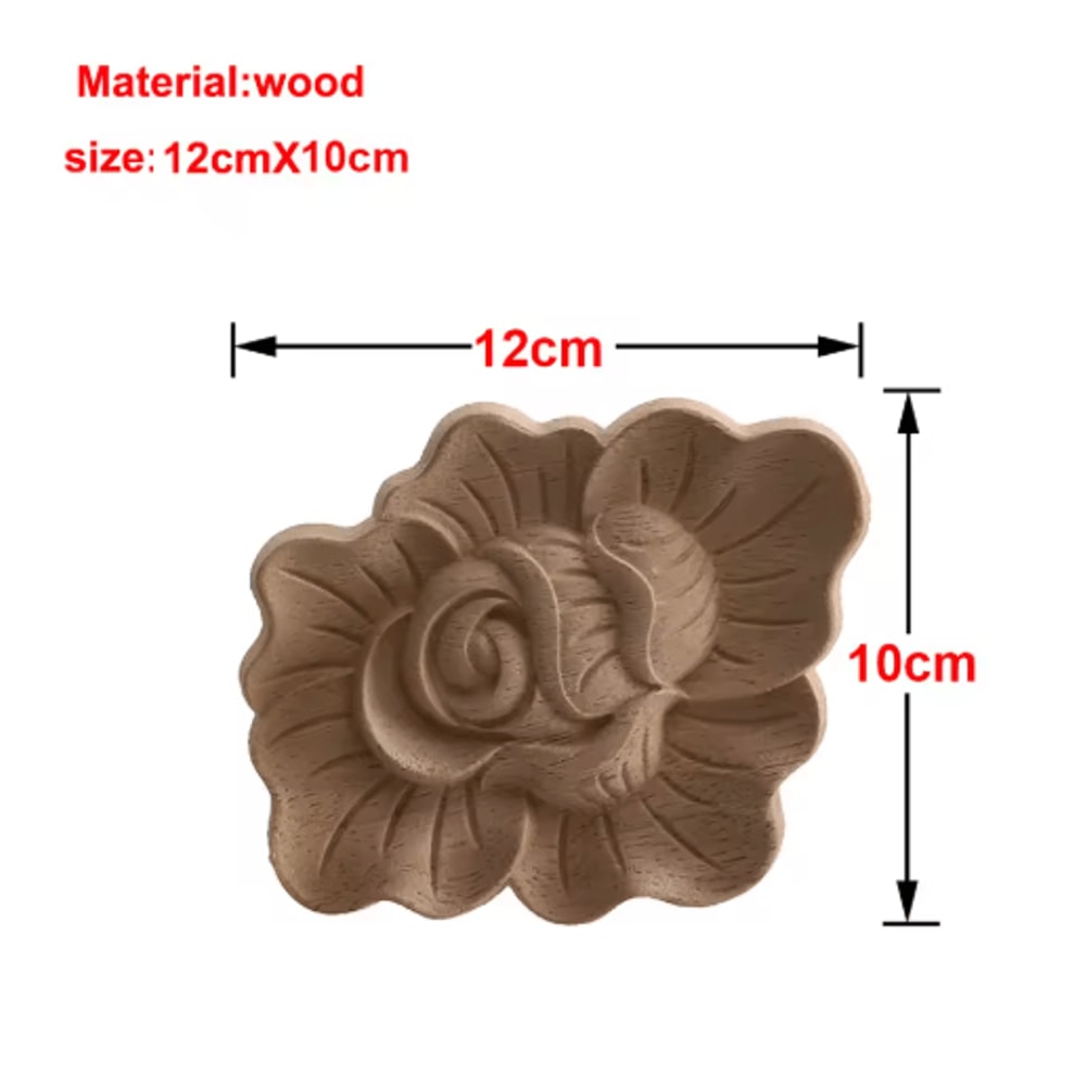 European Wooden Rose Applique Hand Carved Furniture Cabinet Decor Accent 8