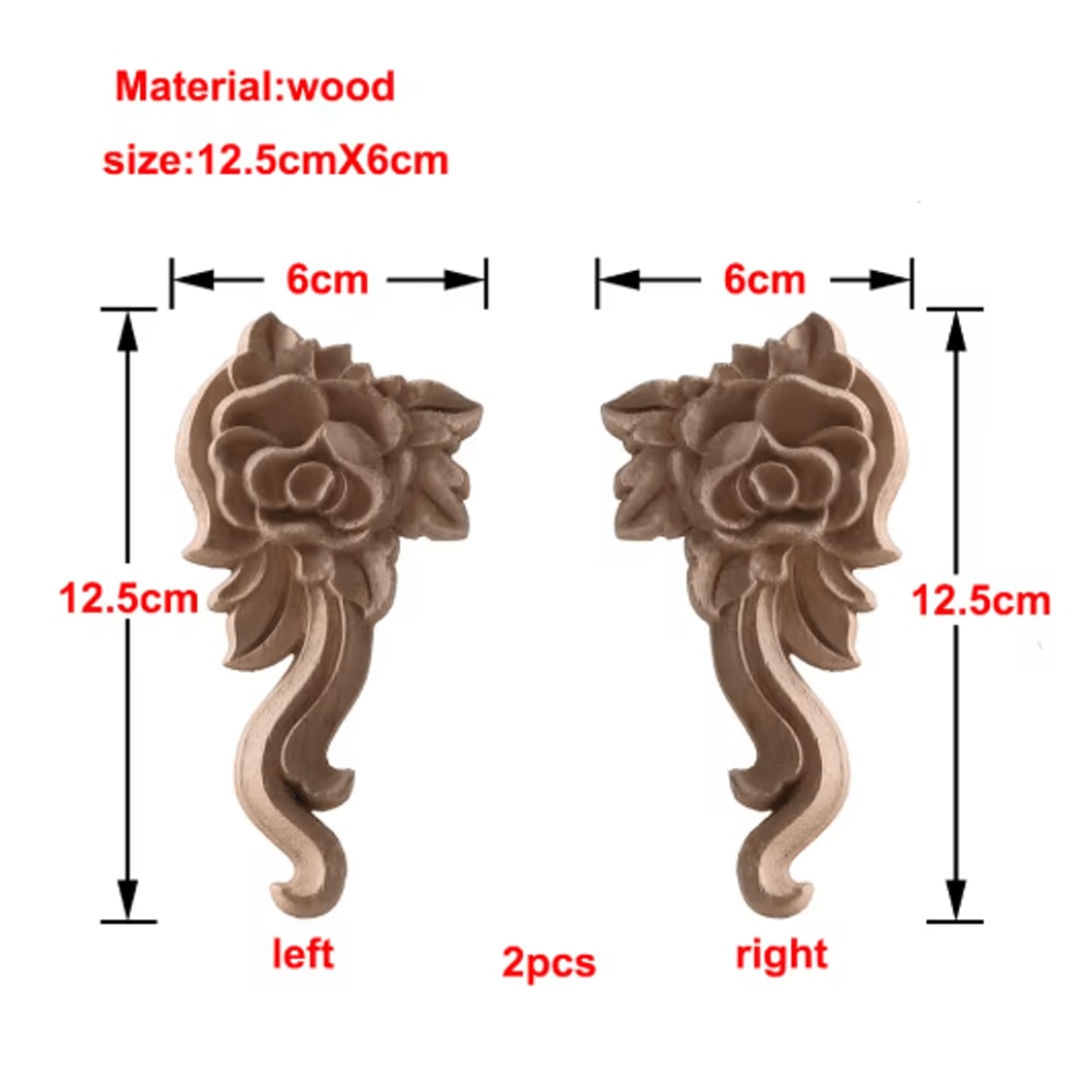 European Wooden Rose Applique Hand Carved Furniture Cabinet Decor Accent 22