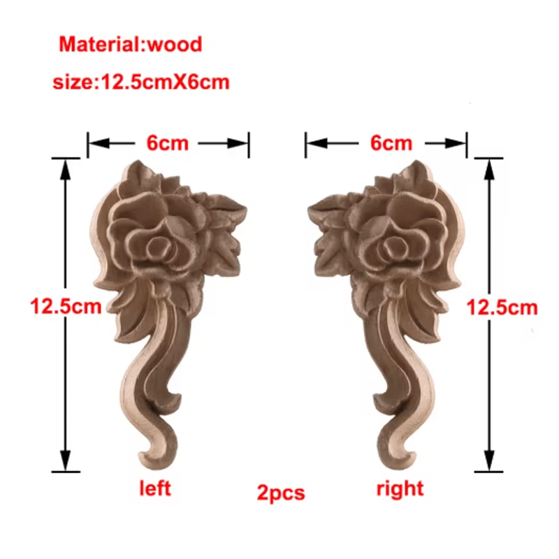 European Wooden Rose Applique Hand Carved Furniture Cabinet Decor Accent 22