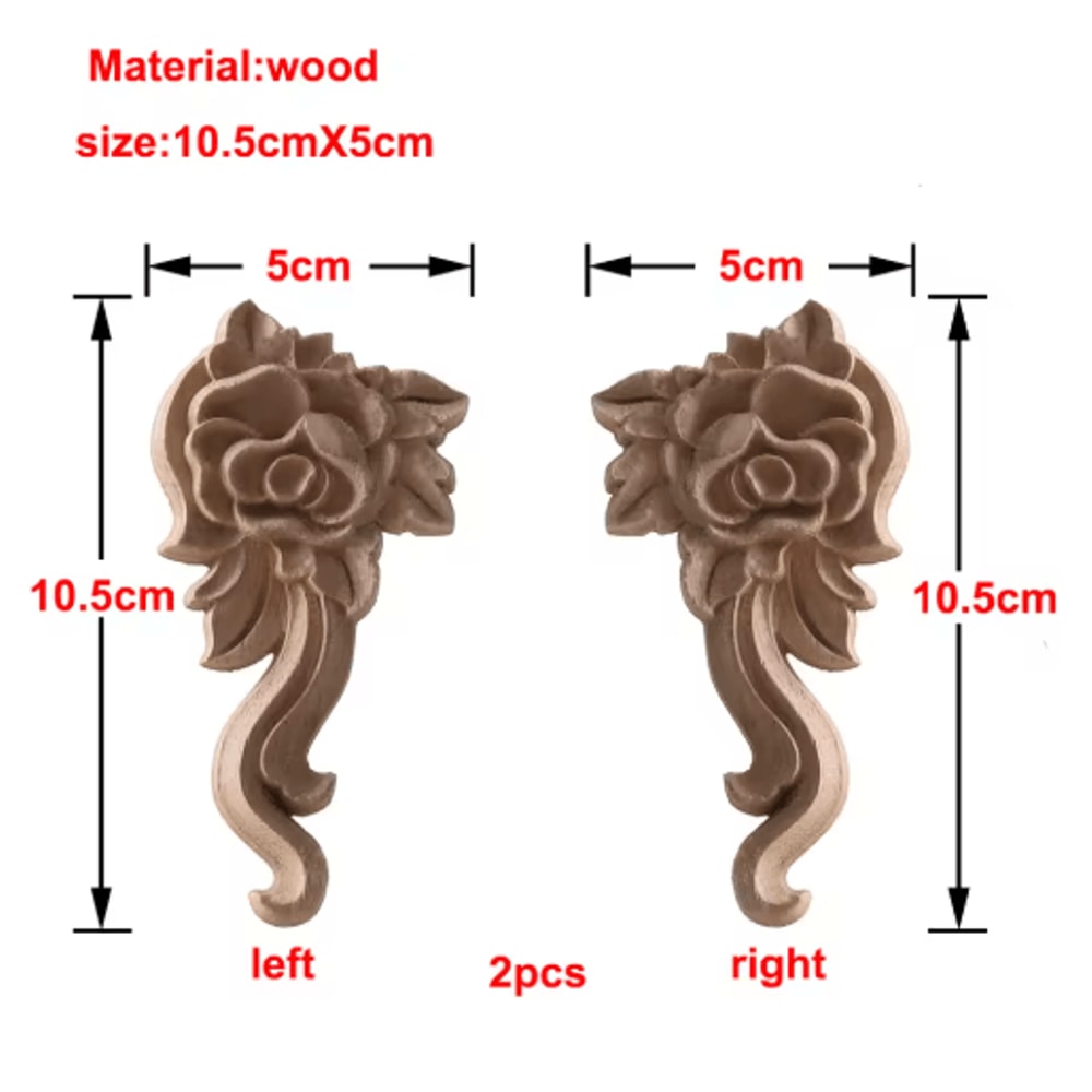 European Wooden Rose Applique Hand Carved Furniture Cabinet Decor Accent 23