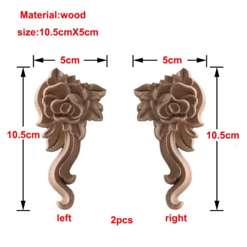 European Wooden Rose Applique Hand Carved Furniture Cabinet Decor Accent 23