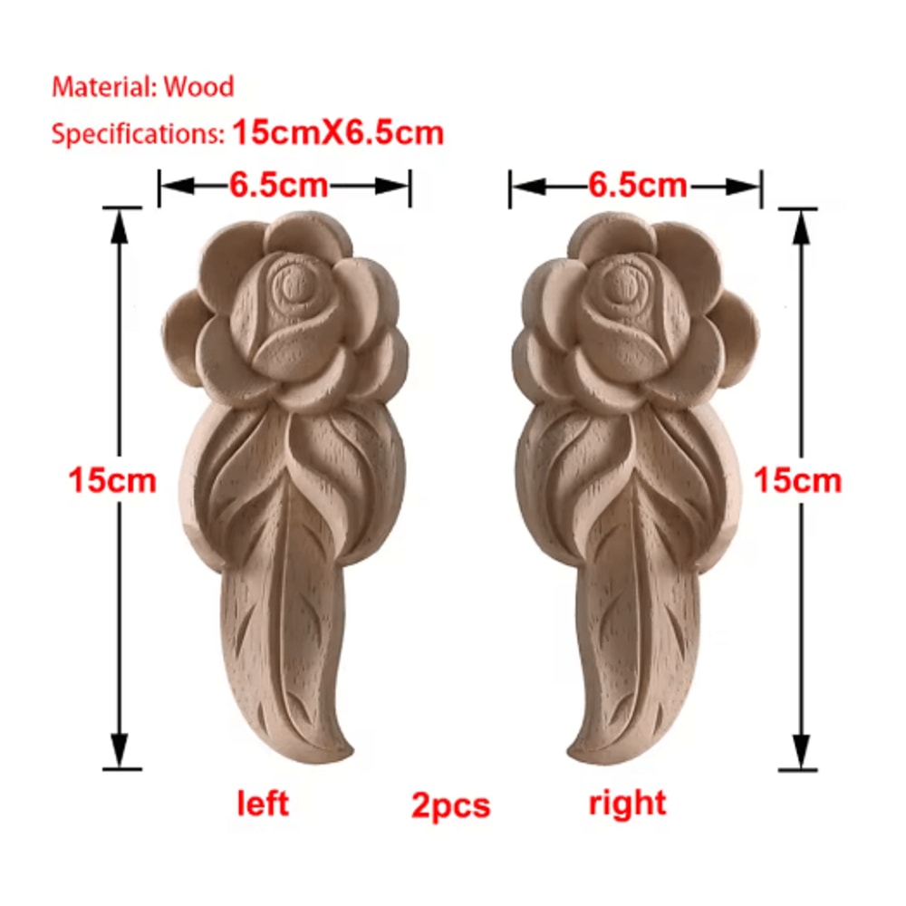 European Wooden Rose Applique Hand Carved Furniture Cabinet Decor Accent 24