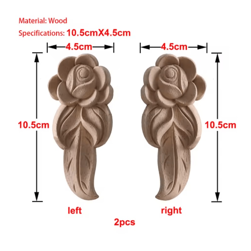 European Wooden Rose Applique Hand Carved Furniture Cabinet Decor Accent 26