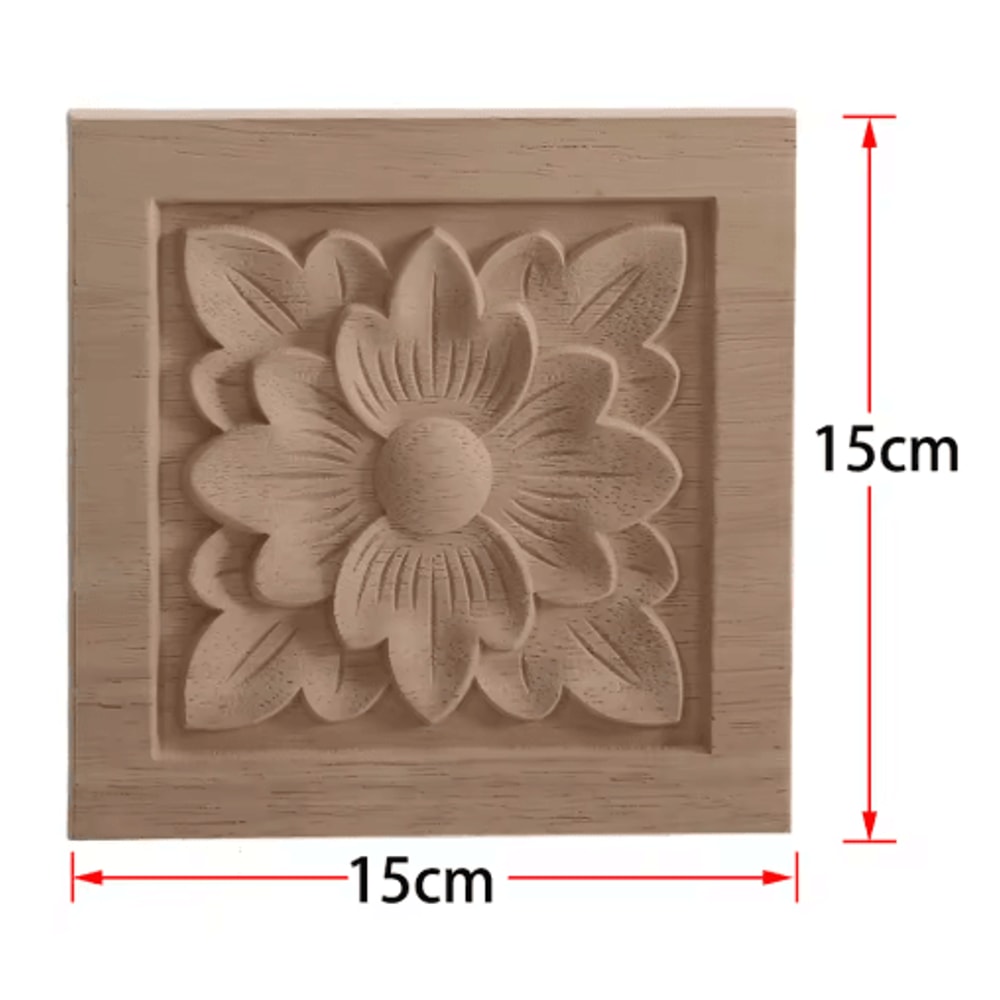 2PCS Rose Wood Carving Applique Floral Cabinet Door Decorative Furniture Accents 11