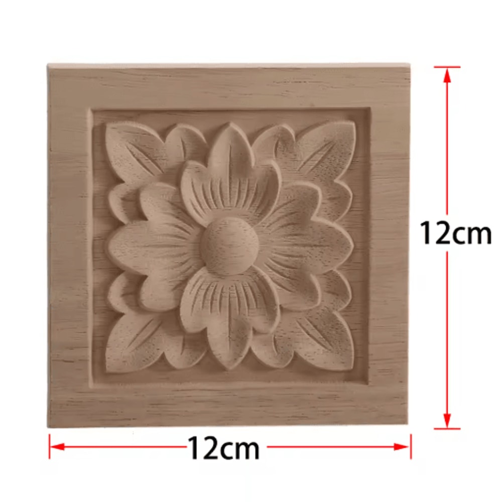 2PCS Rose Wood Carving Applique Floral Cabinet Door Decorative Furniture Accents 12