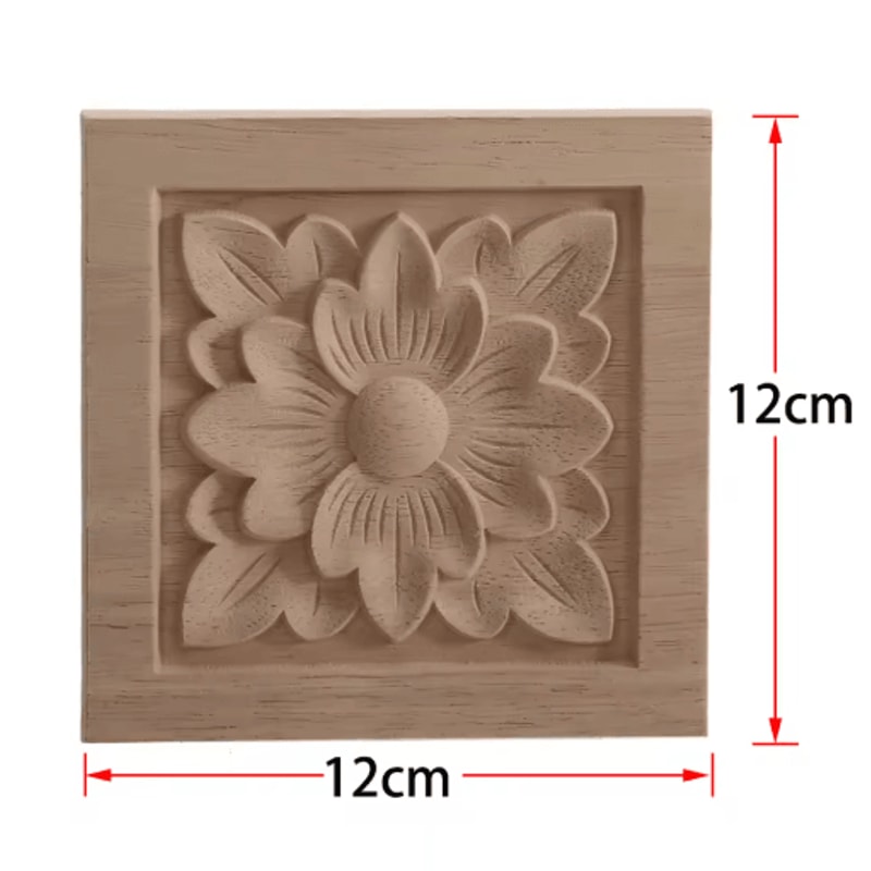 2PCS Rose Wood Carving Applique Floral Cabinet Door Decorative Furniture Accents 12