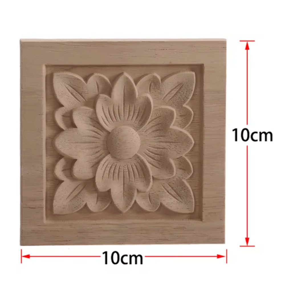 2PCS Rose Wood Carving Applique Floral Cabinet Door Decorative Furniture Accents 13
