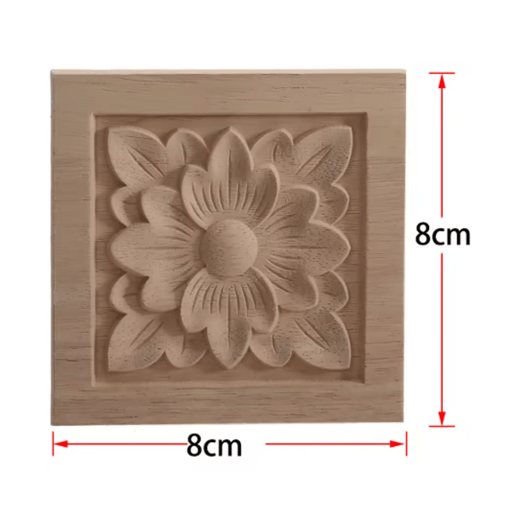 2PCS Rose Wood Carving Applique Floral Cabinet Door Decorative Furniture Accents 14