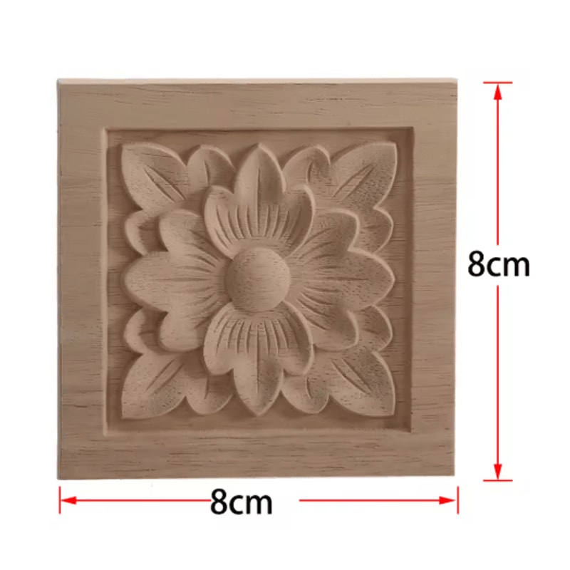 2PCS Rose Wood Carving Applique Floral Cabinet Door Decorative Furniture Accents 14