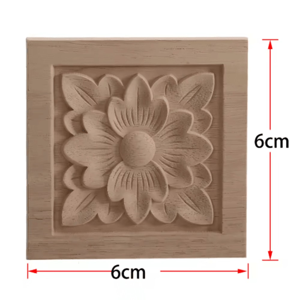 2PCS Rose Wood Carving Applique Floral Cabinet Door Decorative Furniture Accents 15