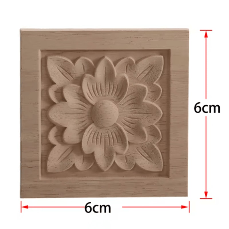 2PCS Rose Wood Carving Applique Floral Cabinet Door Decorative Furniture Accents 15