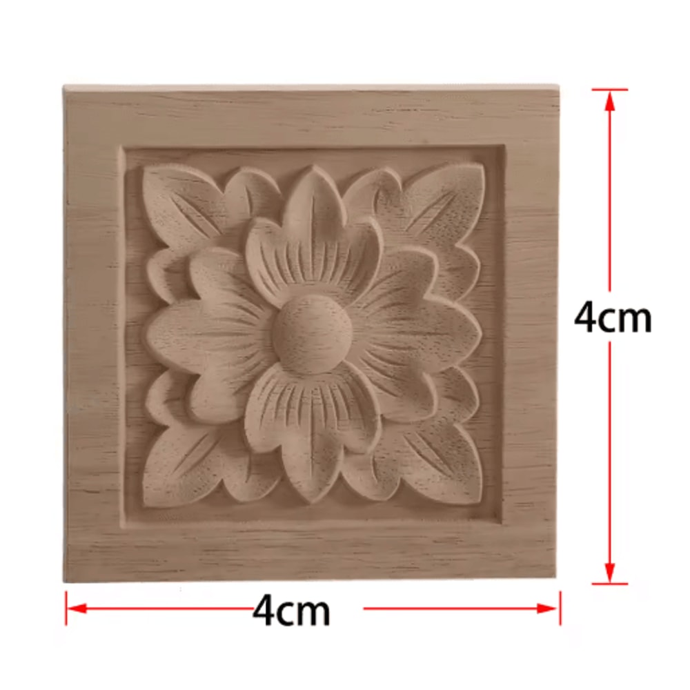 2PCS Rose Wood Carving Applique Floral Cabinet Door Decorative Furniture Accents 17