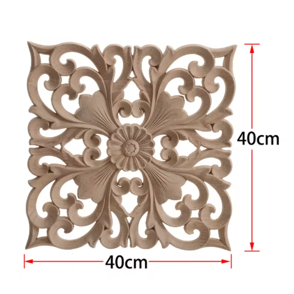 2PCS Rose Wood Carving Applique Floral Cabinet Door Decorative Furniture Accents 18