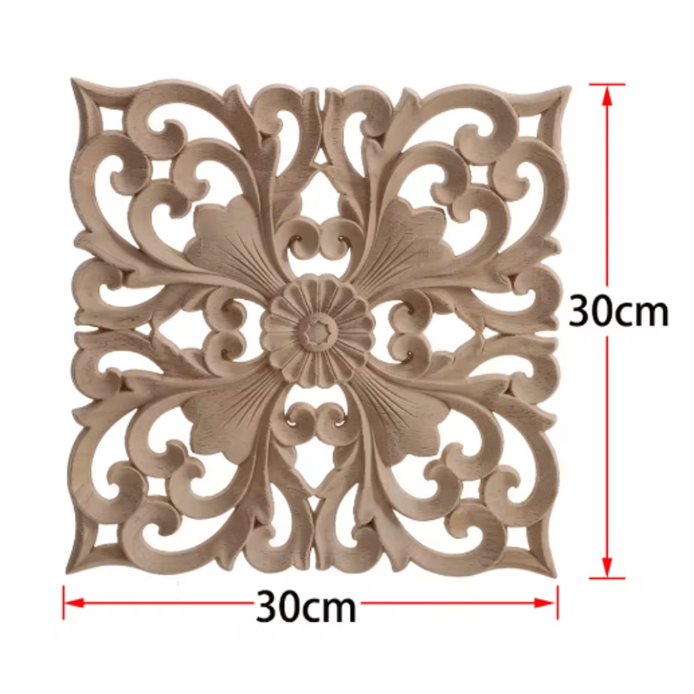 2PCS Rose Wood Carving Applique Floral Cabinet Door Decorative Furniture Accents 19