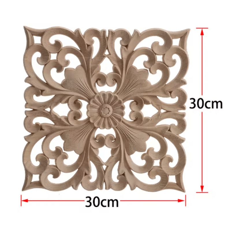 2PCS Rose Wood Carving Applique Floral Cabinet Door Decorative Furniture Accents 19