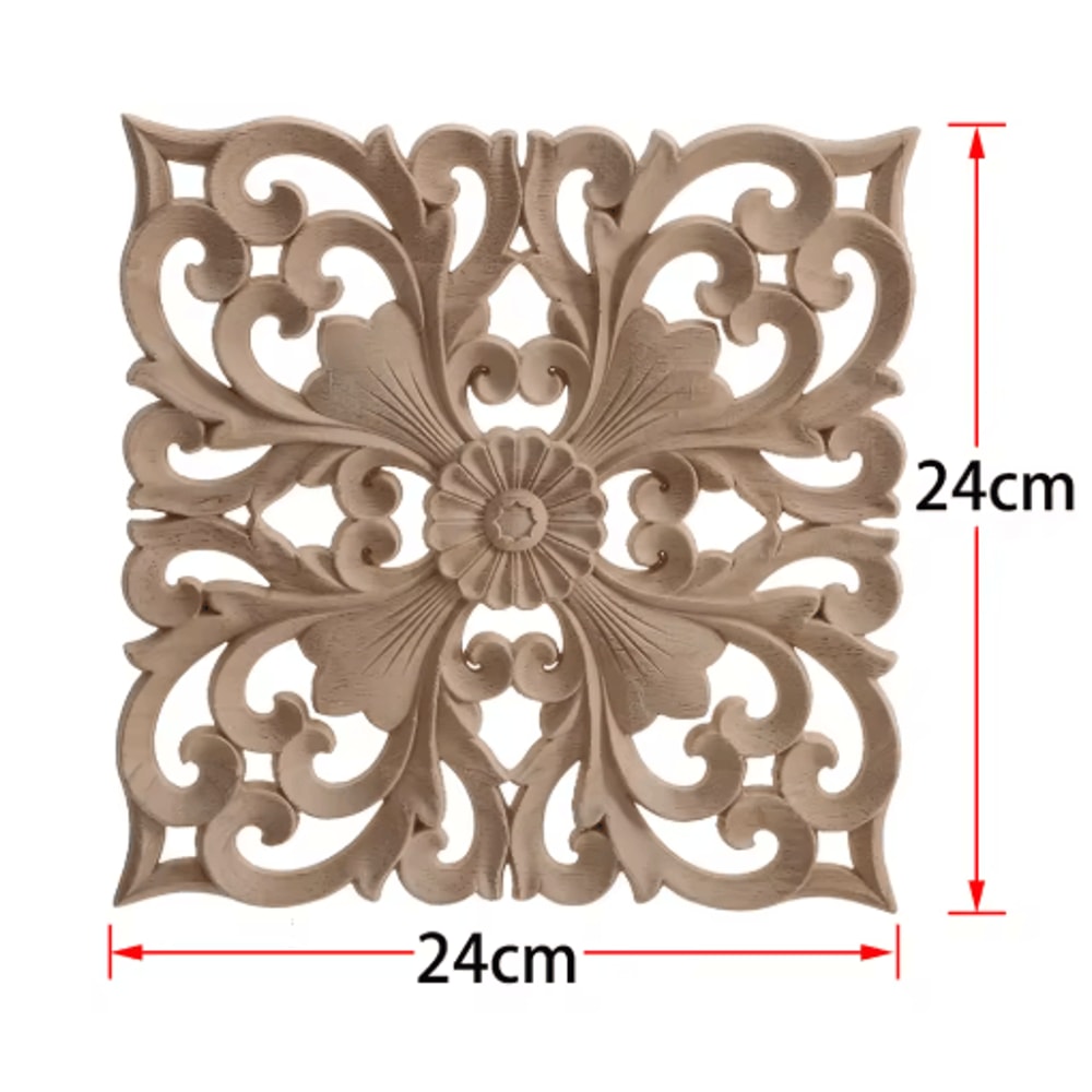 2PCS Rose Wood Carving Applique Floral Cabinet Door Decorative Furniture Accents 20