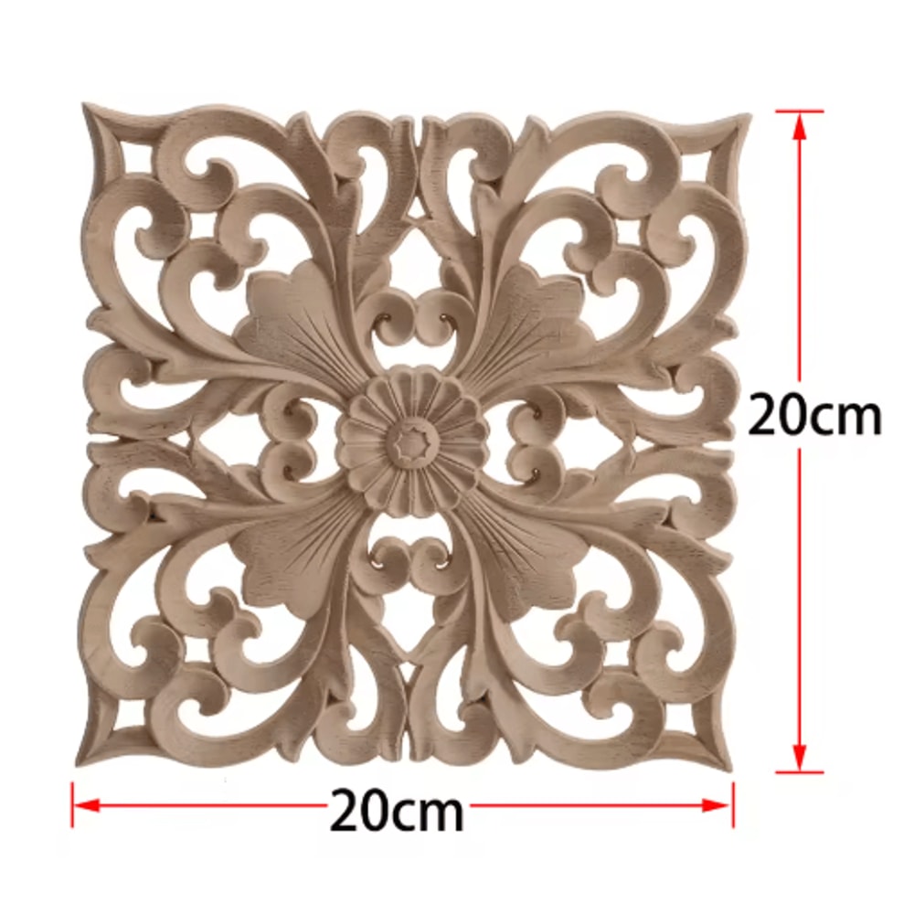 2PCS Rose Wood Carving Applique Floral Cabinet Door Decorative Furniture Accents 21