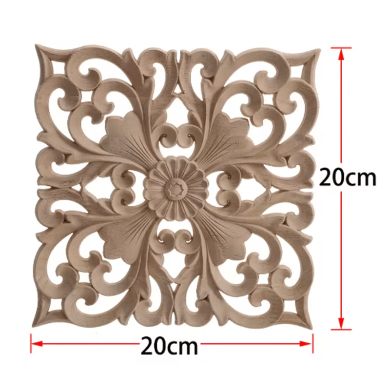 2PCS Rose Wood Carving Applique Floral Cabinet Door Decorative Furniture Accents 21