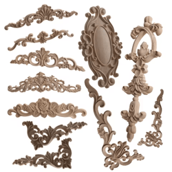 2pcs rose wood carving applique floral cabinet door decorative furniture accents