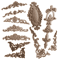 2PCS Rose Wood Carving Applique Floral Cabinet Door Decorative Furniture Accents 0