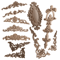 2PCS Rose Wood Carving Applique Floral Cabinet Door Decorative Furniture Accents 0