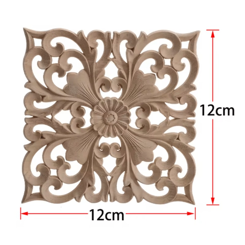 2PCS Rose Wood Carving Applique Floral Cabinet Door Decorative Furniture Accents 23