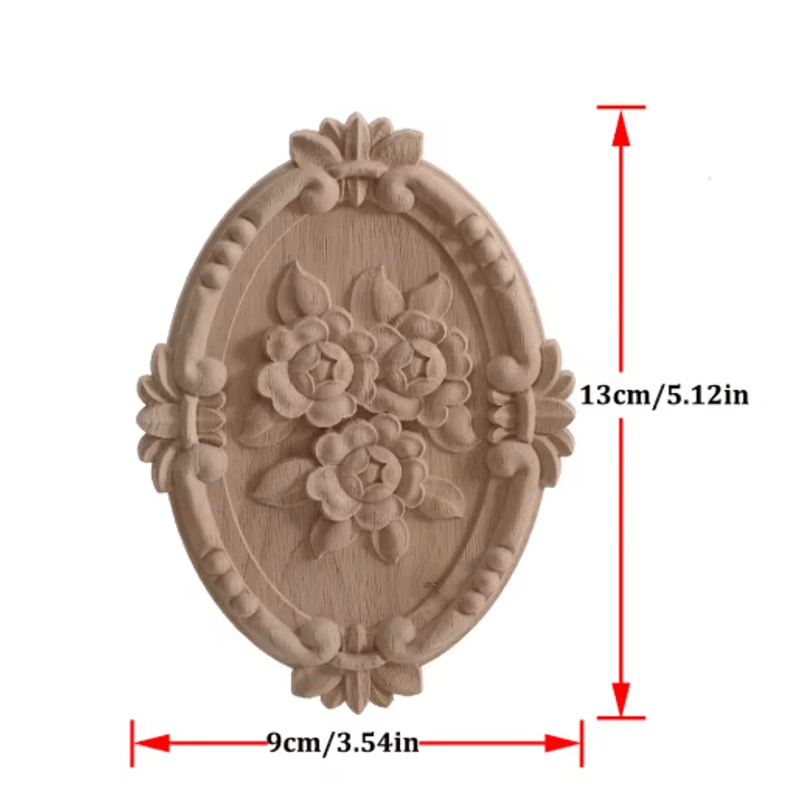 2PCS Rose Wood Carving Applique Floral Cabinet Door Decorative Furniture Accents 28