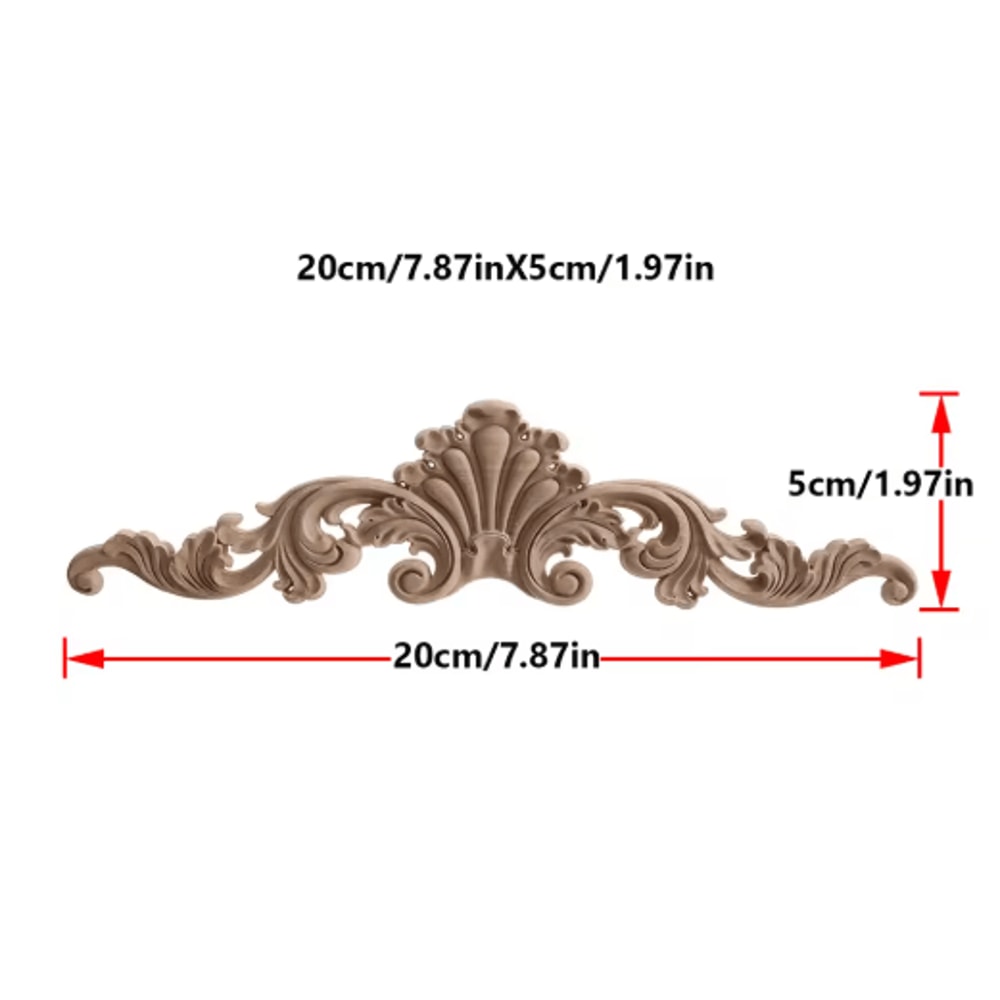 2PCS Rose Wood Carving Applique Floral Cabinet Door Decorative Furniture Accents 29