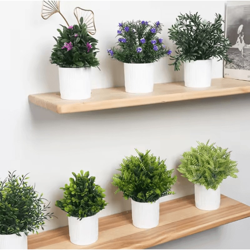 Artificial Potted Flower Bonsai Mini Tabletop Plant Decor For Home Garden 23