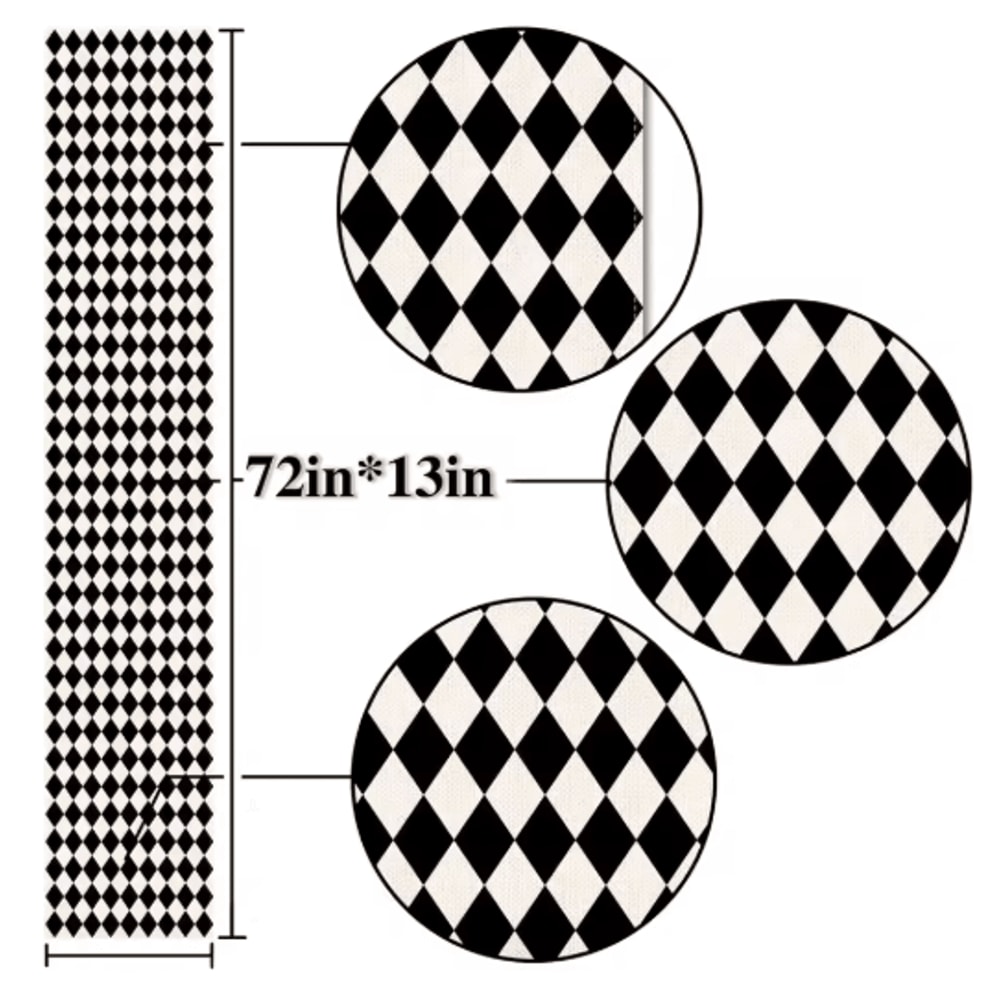 Black White Buffalo Plaid Linen Table Runner Farmhouse Kitchen Table Decor 2