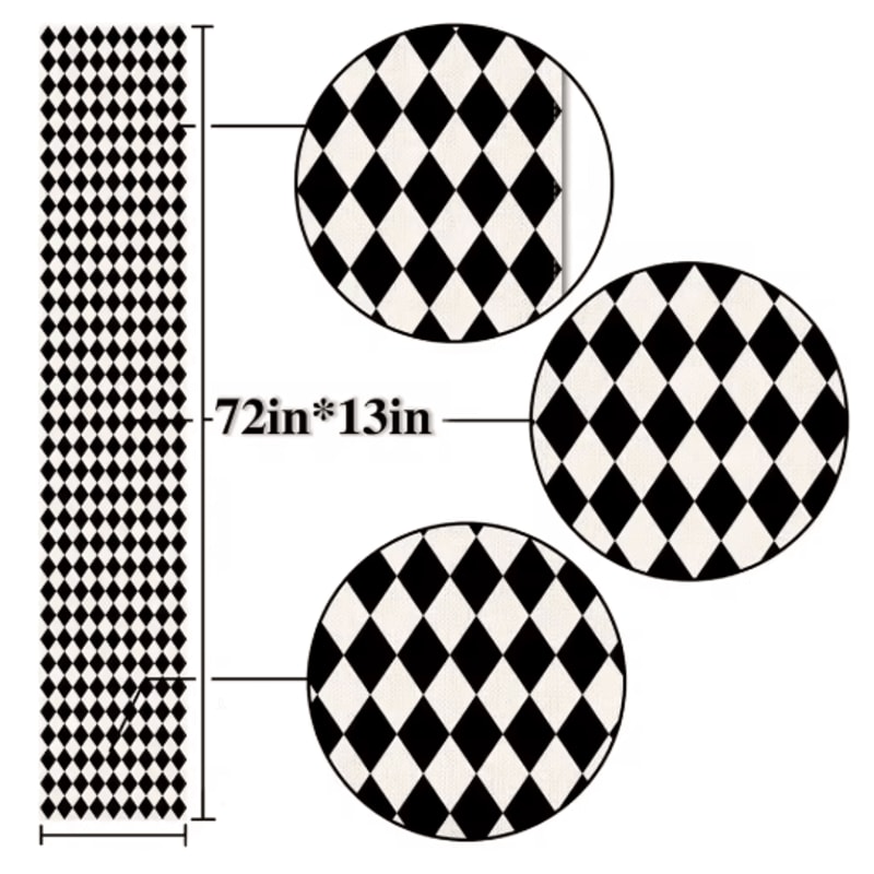 Black White Buffalo Plaid Linen Table Runner Farmhouse Kitchen Table Decor 2