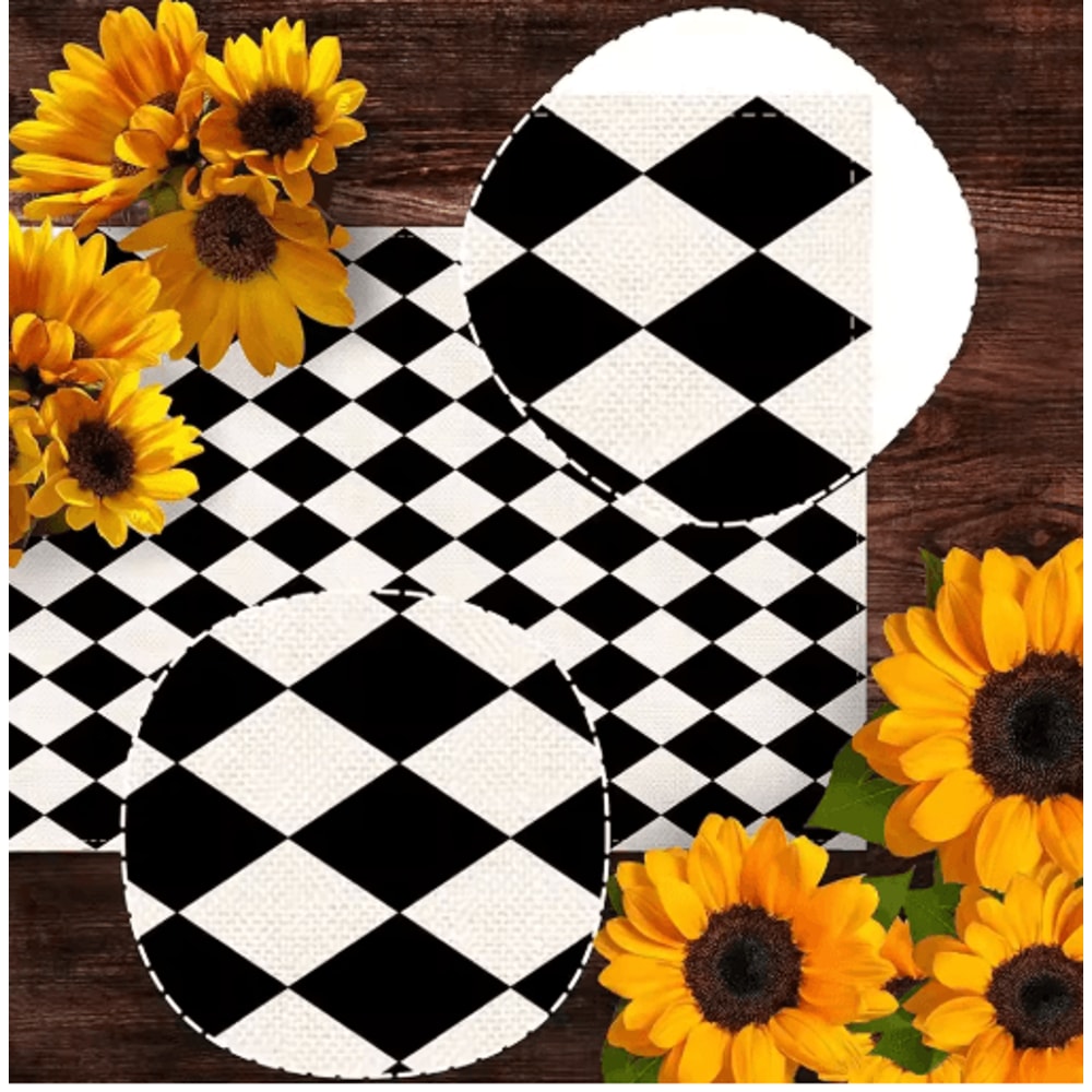 Black White Buffalo Plaid Linen Table Runner Farmhouse Kitchen Table Decor 3