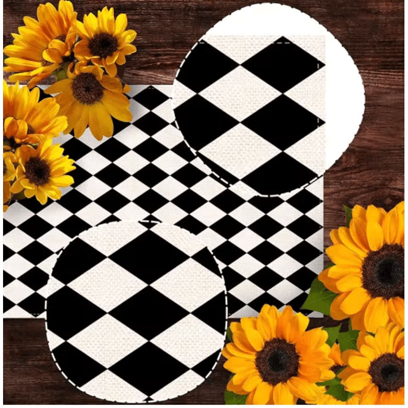 Black White Buffalo Plaid Linen Table Runner Farmhouse Kitchen Table Decor 3