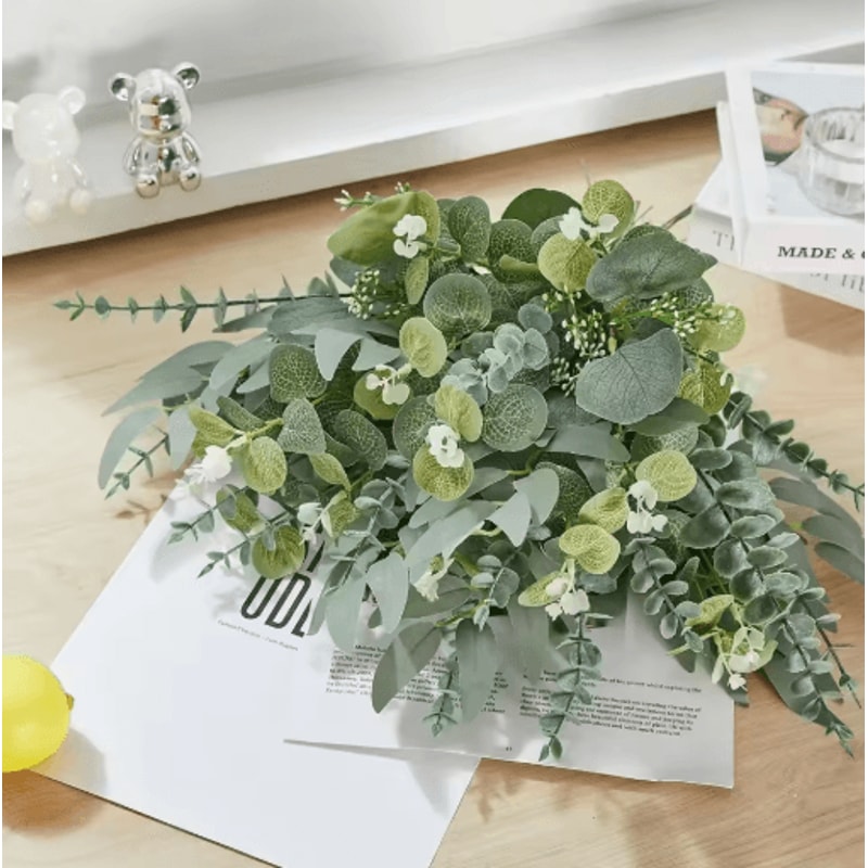 Artificial Eucalyptus Leaf Stems Greenery Bouquet Decor For Wedding Home 6